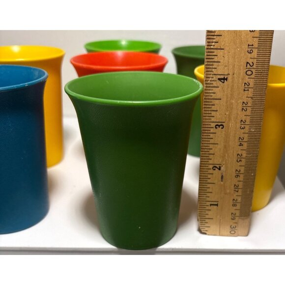 Tupperware Bell Tumbler Cups Sippy Cups Green Red Yellow Blue Set of 7 - Picture 6 of 8